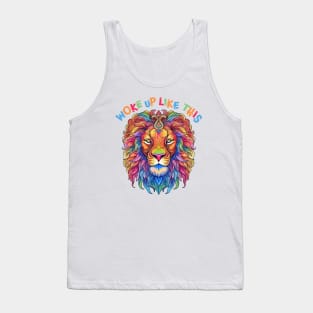 Stylish Colorful Lion Mane, Woke Up Like this! Perfect Hair. Tank Top